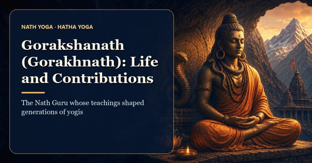 Editorial illustration of Gorakshanath meditating in the Nath yogi tradition